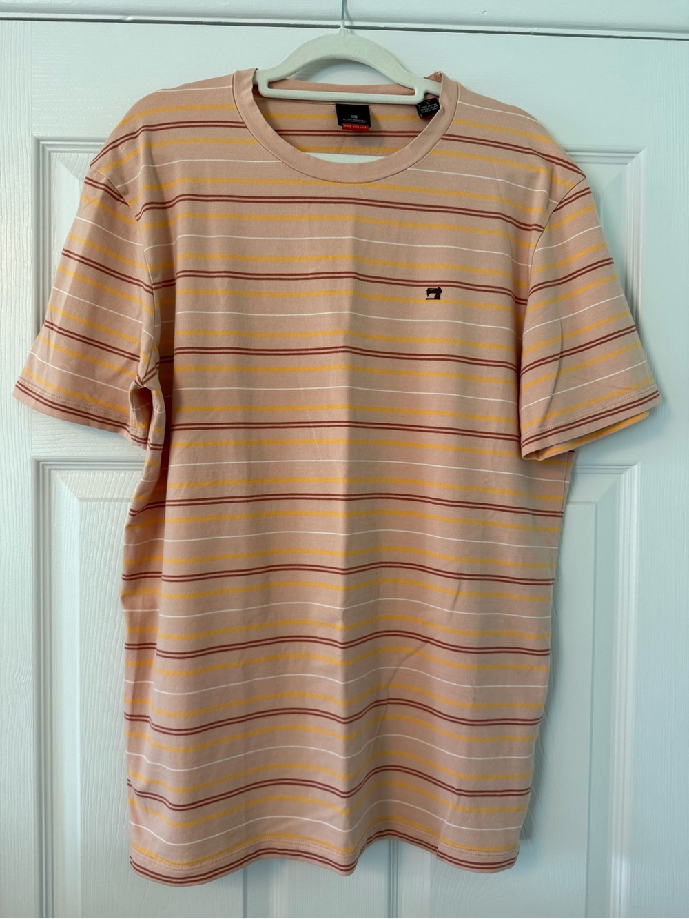 Scotch & Soda Peach Striped Crew Neck Tee